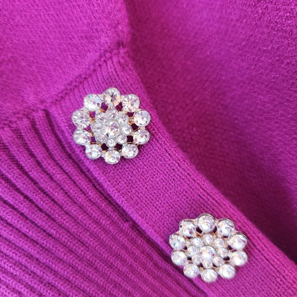 NWT Tahari Maroon Purple Mock Neck Sweater Jeweled Cuffs Women's S - Picture 5 of 9